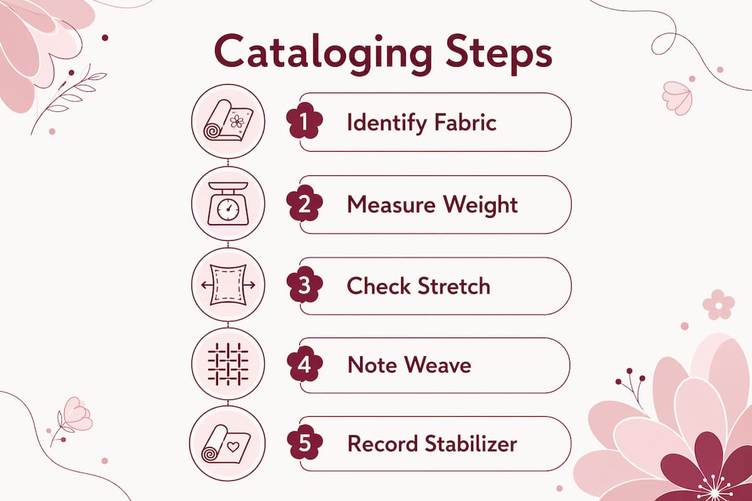 Infographic listing fabric cataloging steps