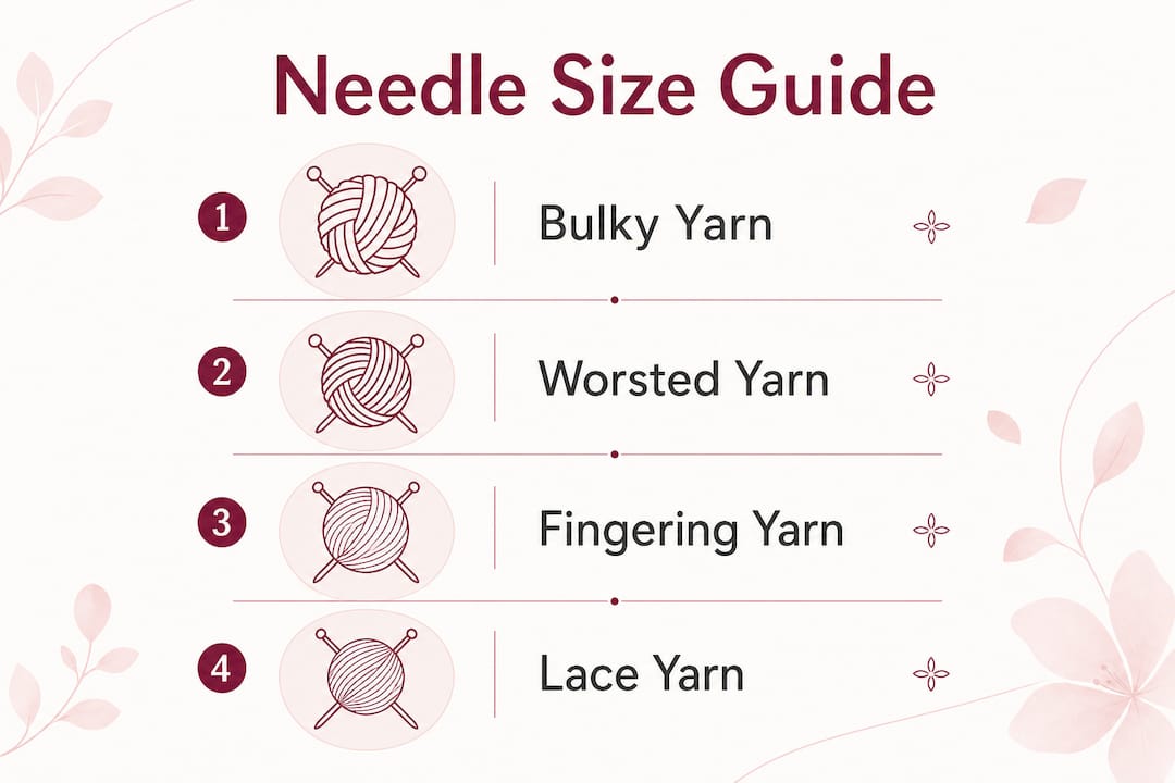 Infographic showing tapestry needle sizes matched to yarn weights
