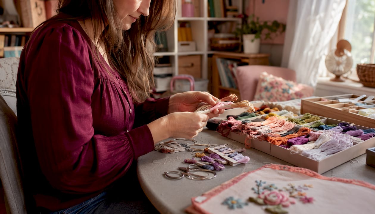 How to Sort Embroidery Floss by Texture