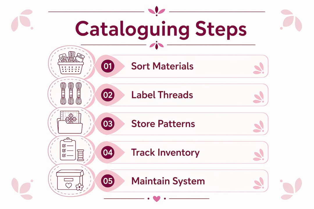 Infographic showing cataloguing process steps