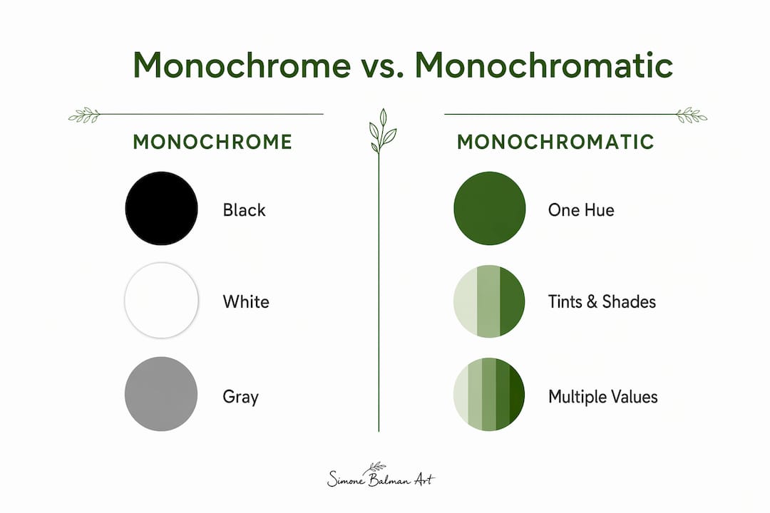 Infographic comparing monochrome and monochromatic stitch designs