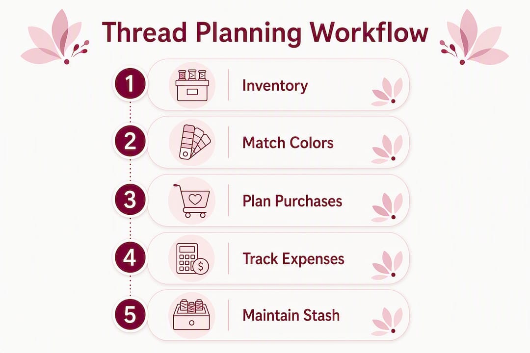 Infographic illustrating steps in thread purchasing workflow
