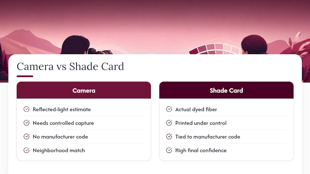 Camera color versus shade card comparison