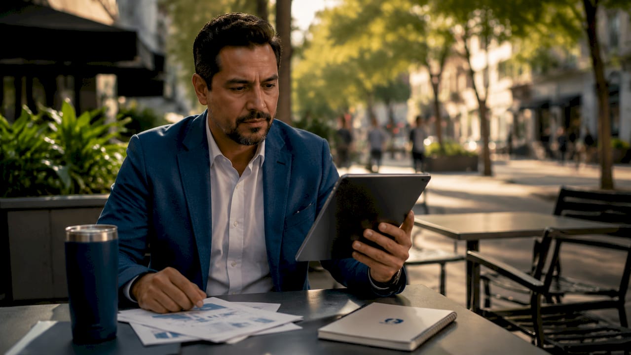 Operations manager reviewing automation analytics