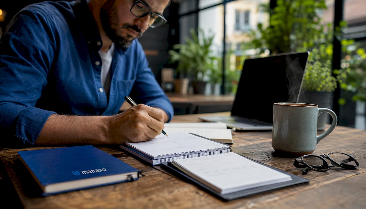 Hands scheduling deep work in coworking office