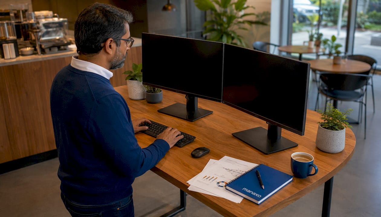 IT manager configuring customer experience software