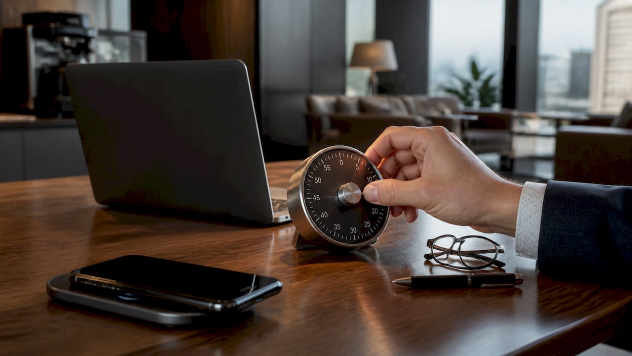 Hand adjusting desktop timer for reminders