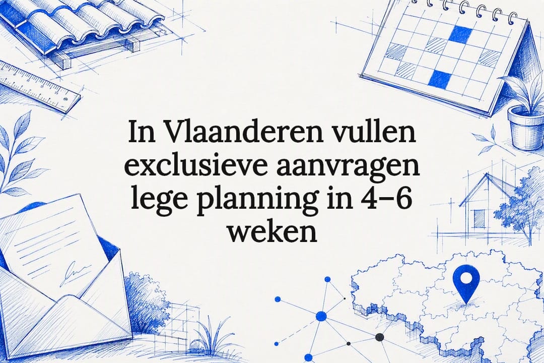 Sierlijke titelkaart met bouwplanning en regio