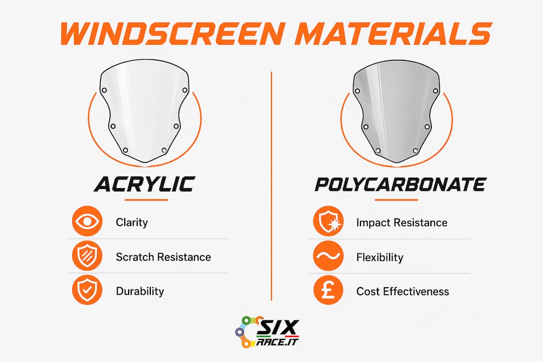 Infografik zum Vergleich von Acryl- und Polycarbonat-Windschutzscheibenmaterialien