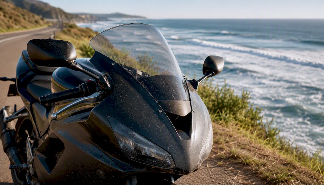 Sport touring motorcycle full fairing detail