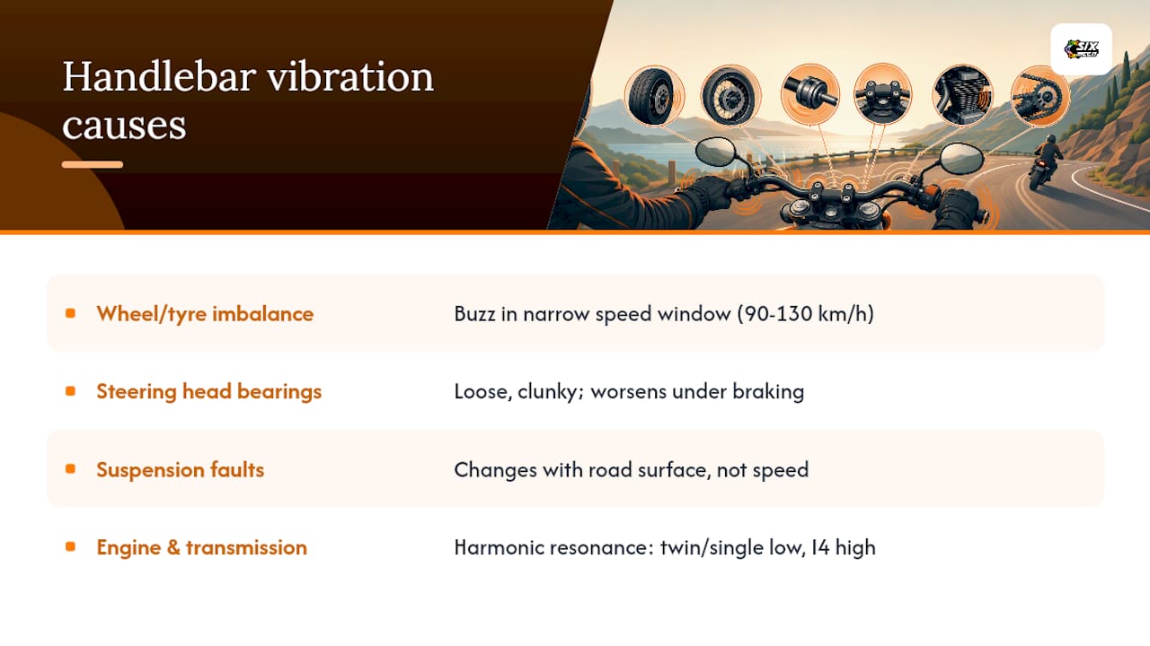 Diagram of motorcycle vibration causes and effects