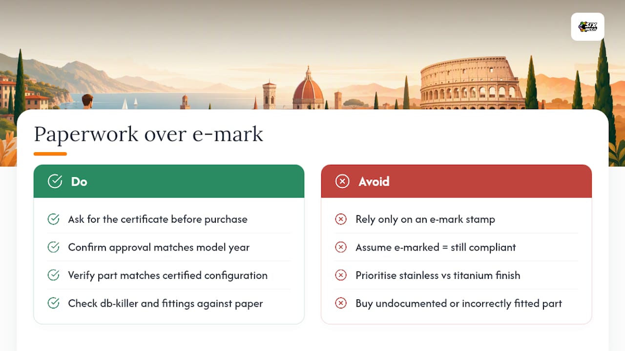 Why the "just check for an e-mark" advice misses the point — overview diagram