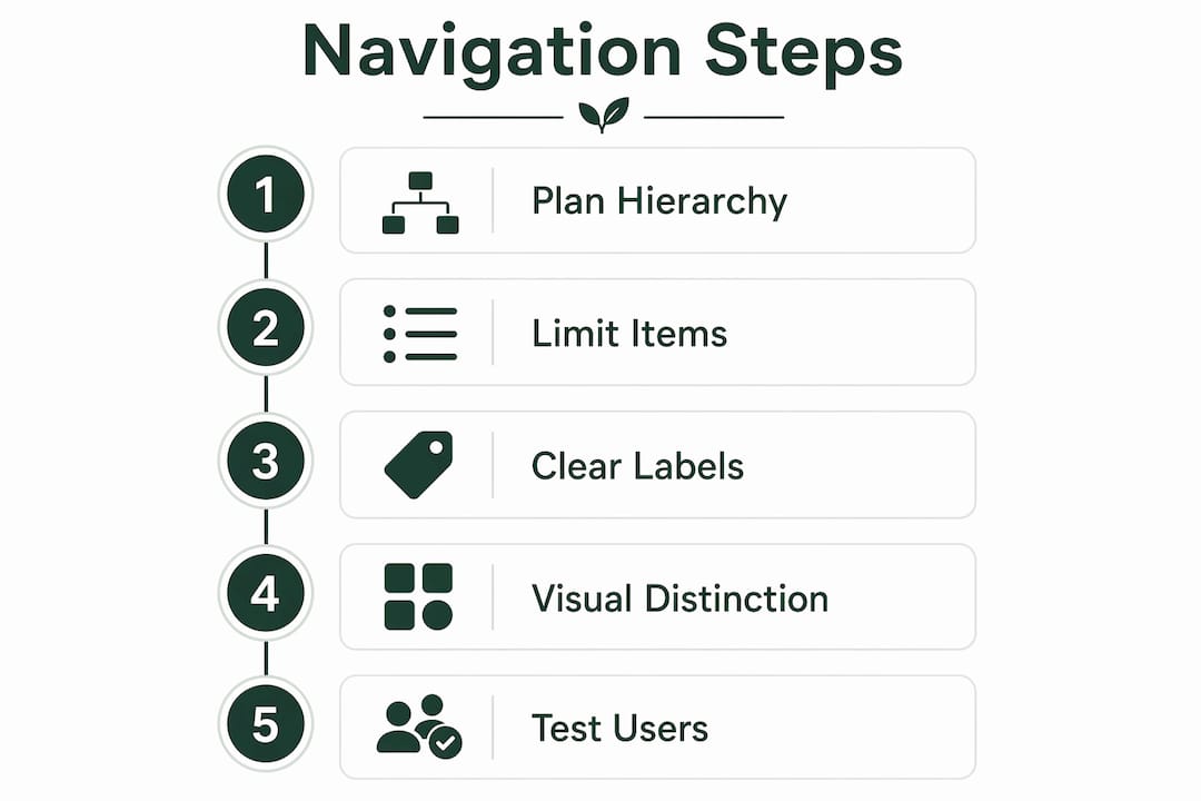 Infographic illustrating key website navigation steps