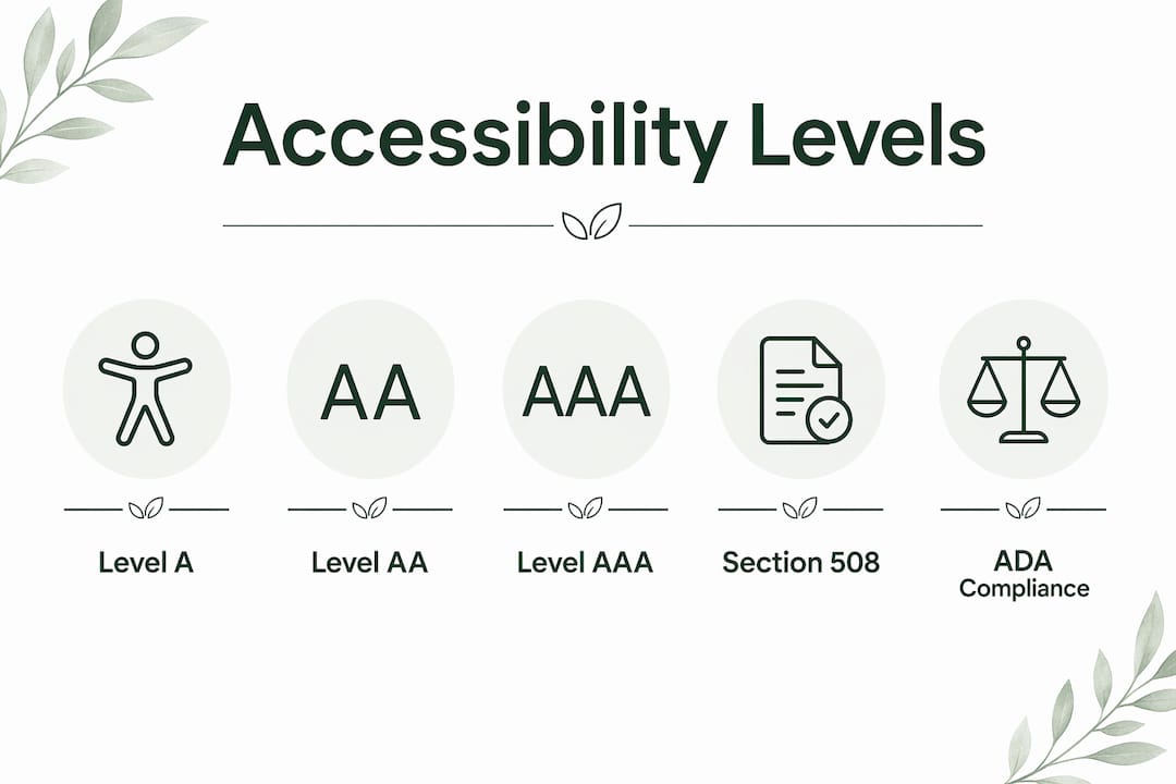 Infographic illustrating website accessibility standards hierarchy