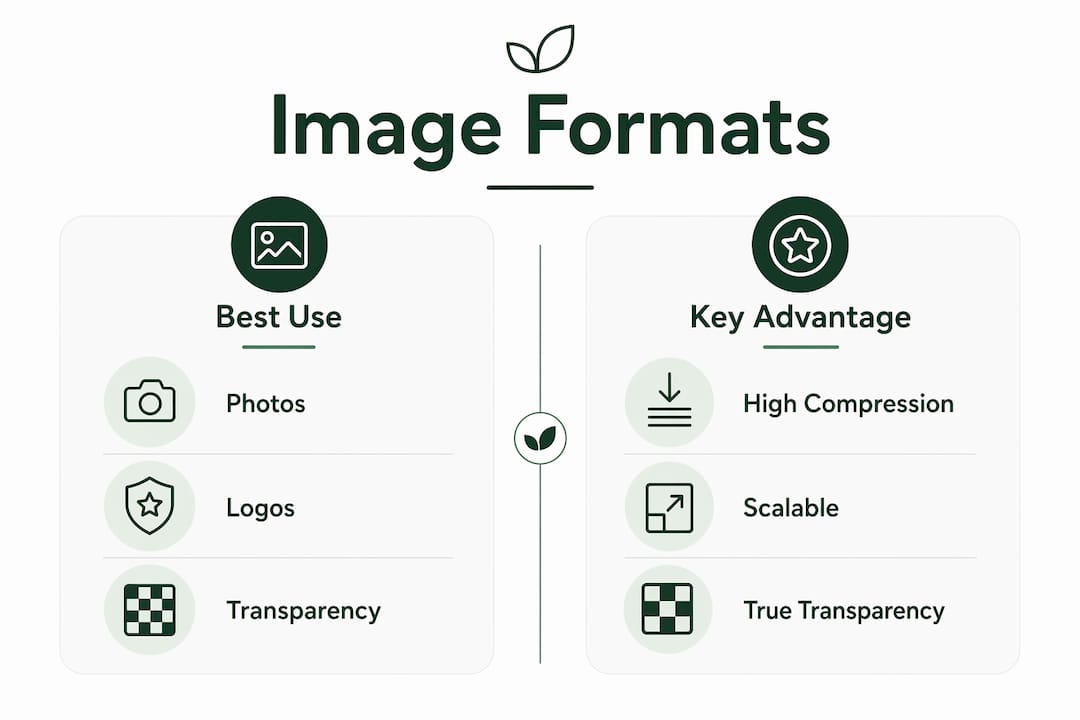 Infographic comparing image formats and advantages