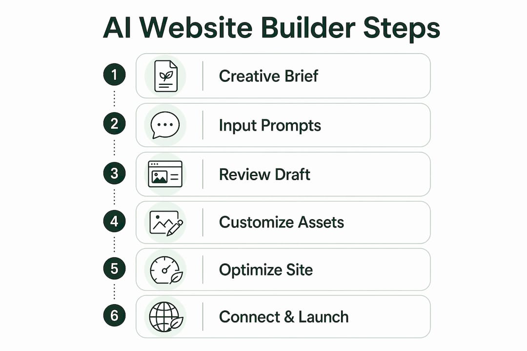 Step-by-step infographic of AI website building process