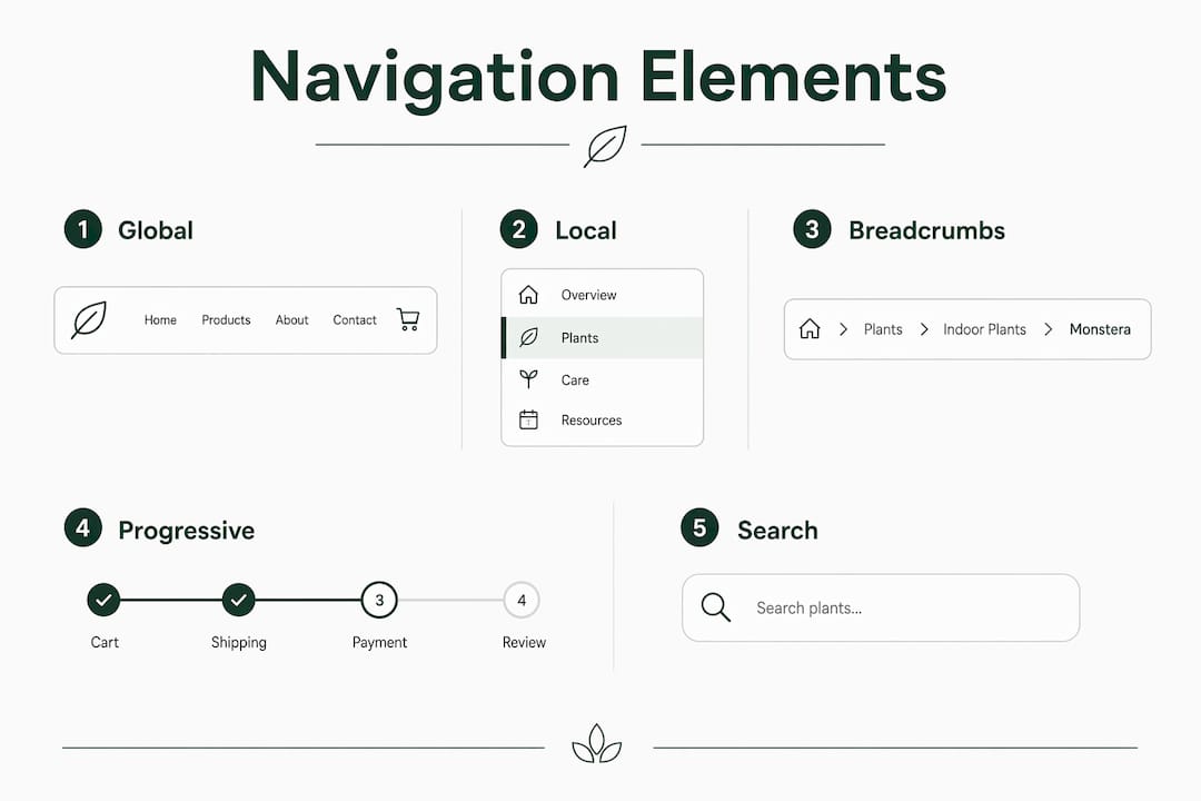 Infographic showing key elements of effective website navigation