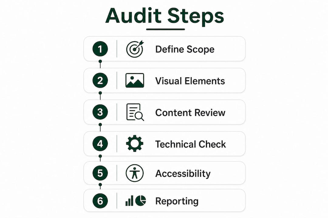 Infographic outlining website design audit steps