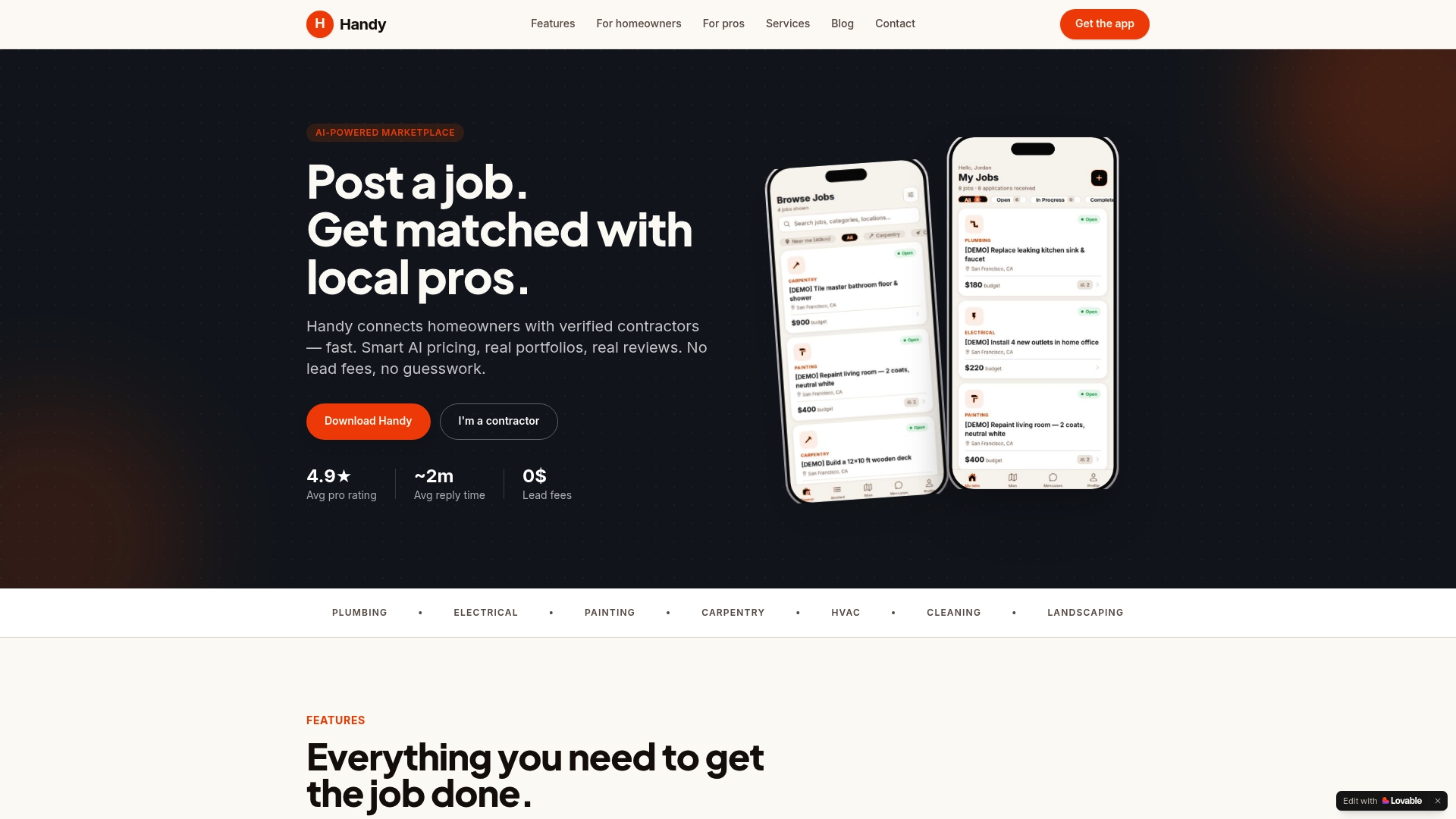Handy — find local contractors
