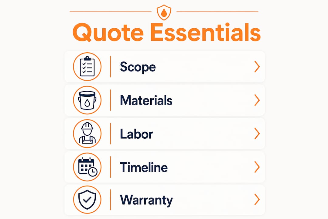 Infographic showing essential waterproofing quote components