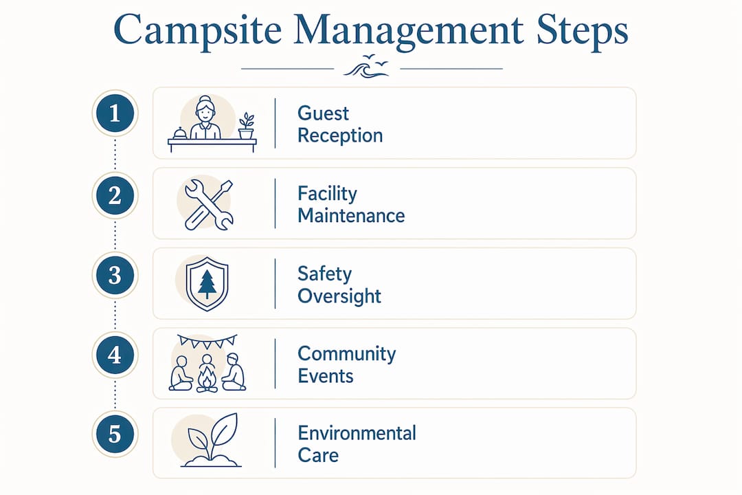 Infographic outlining key campsite management responsibilities