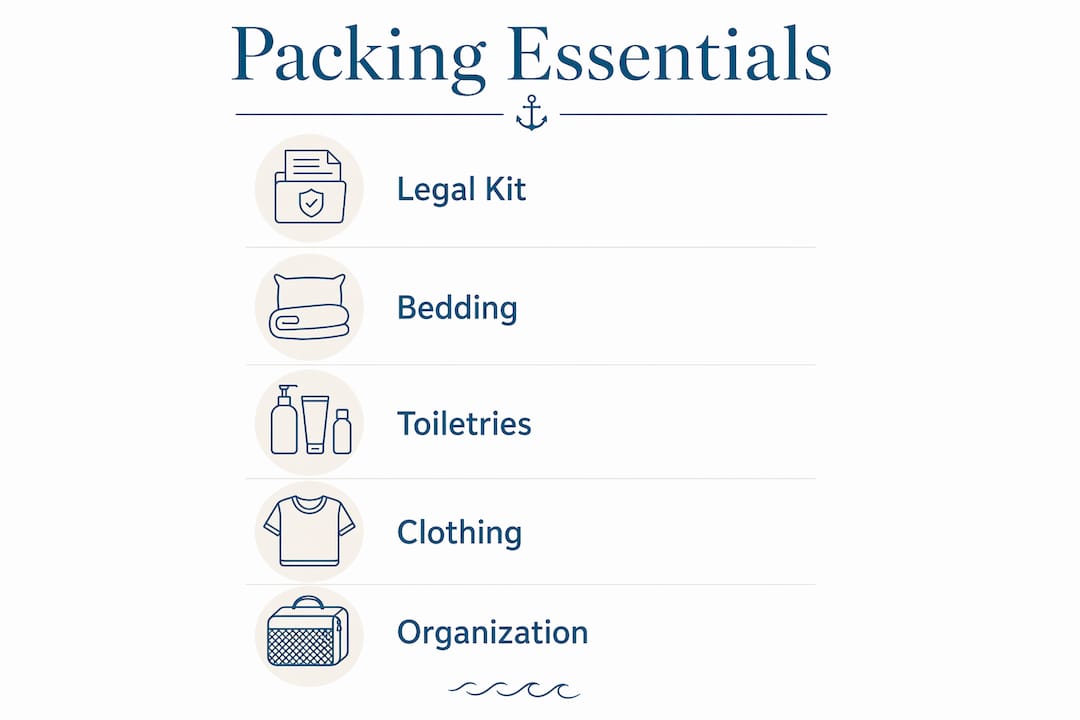 Infographic of packing essentials steps