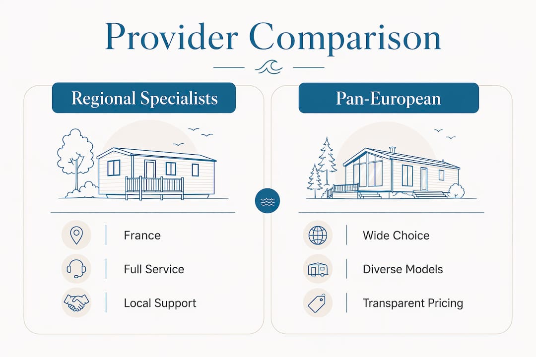 Infographic comparing mobile home providers in Europe