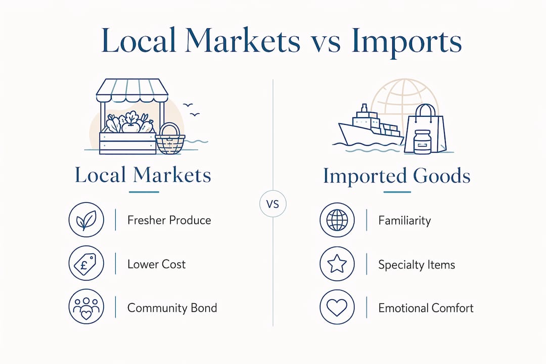 Infographic comparing local markets and imported goods