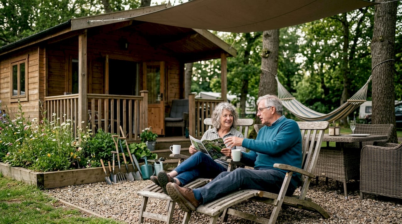 Cozy long-term living setup at campsite