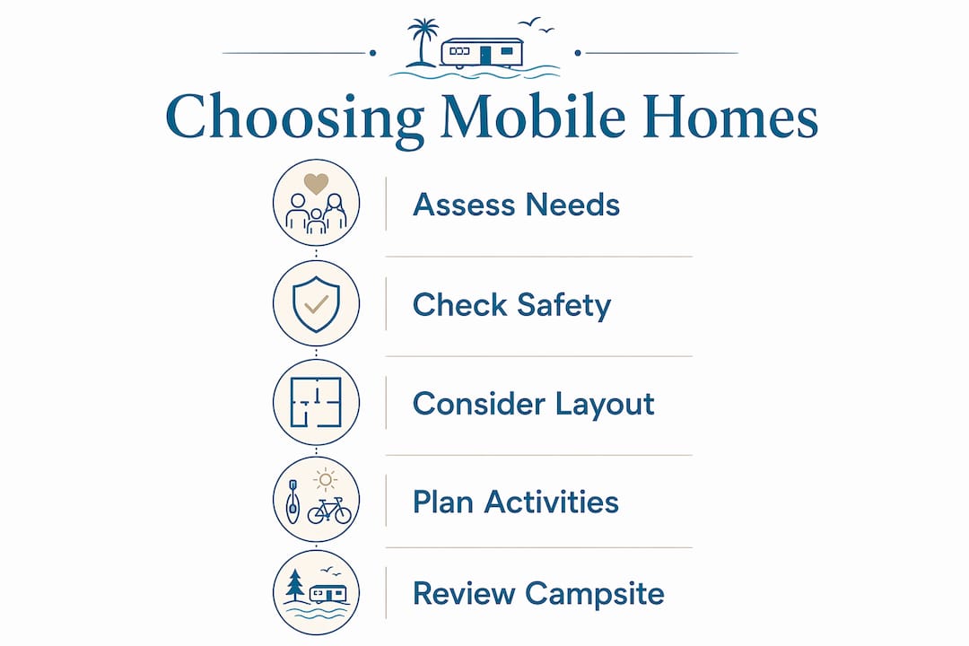 Infographic showing steps for choosing mobile home