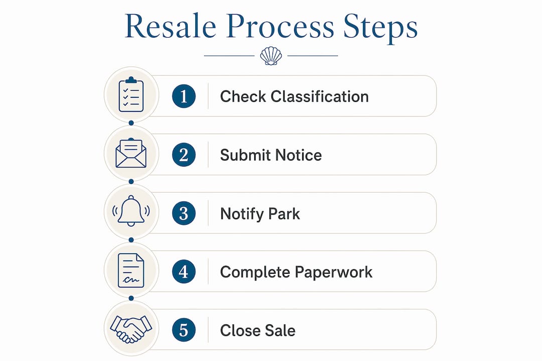 Infographic illustrating UK mobile home resale steps
