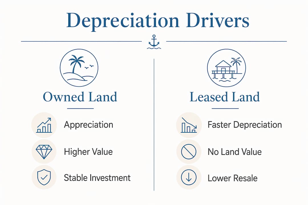 Infographic comparing owned vs leased land depreciation
