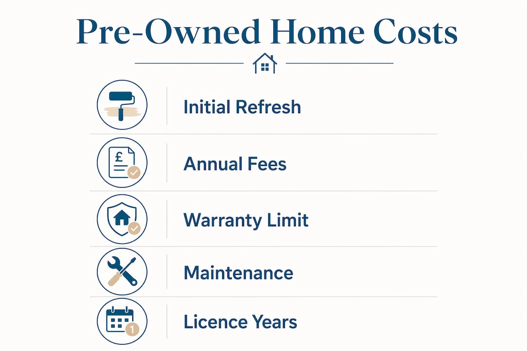 Infographic showing key cost considerations for pre-owned homes