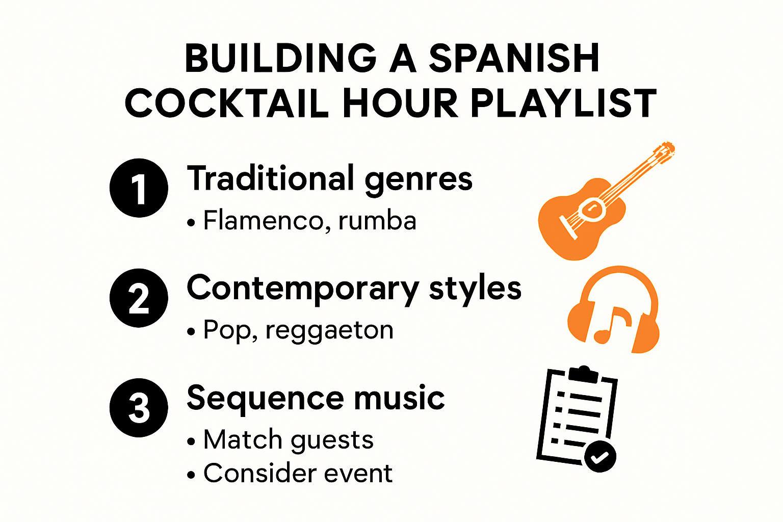 Step-by-step Spanish cocktail playlist visual guide