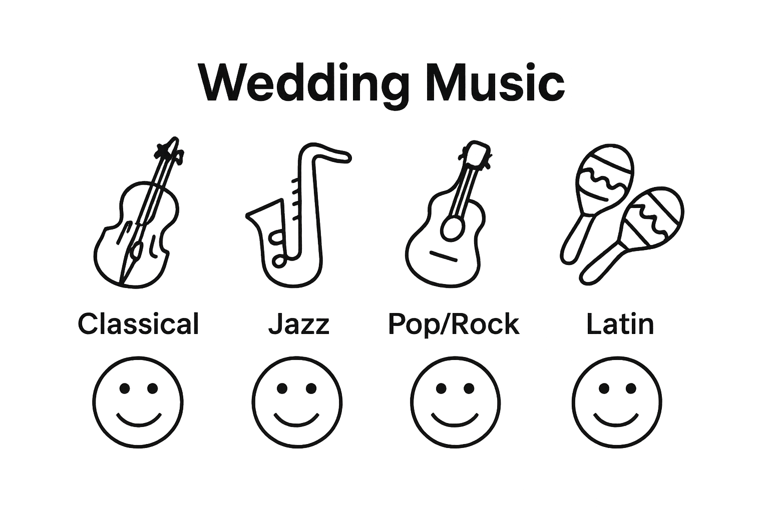 Comparison of classical, jazz, pop/rock, and Latin wedding music genres