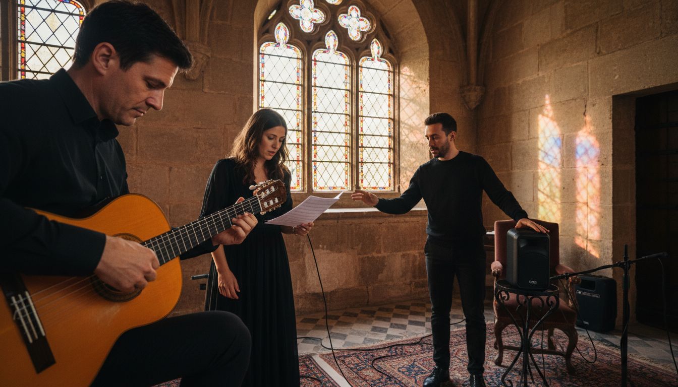 wedding musicians preparing