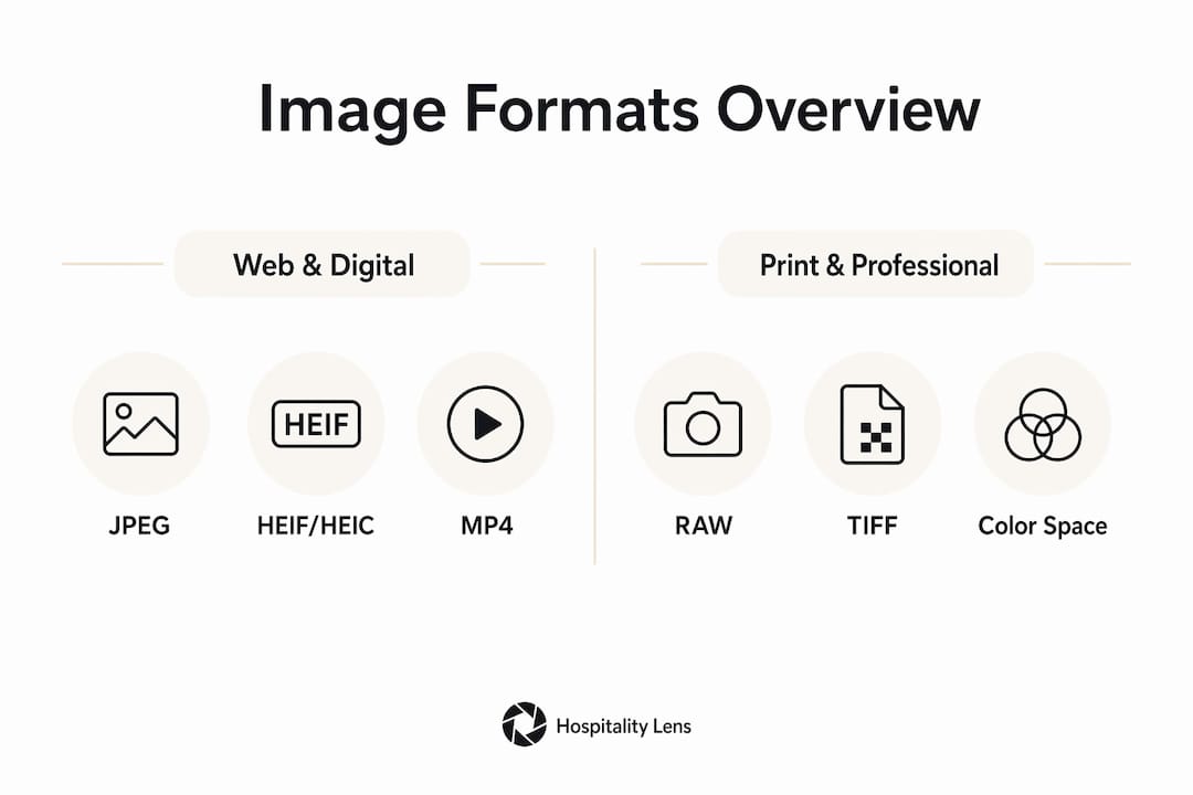 Infographic showing comparison of image formats for web and print