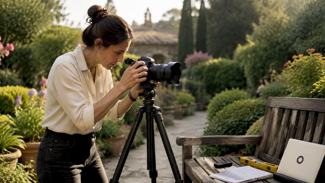 Photographer preparing to shoot professional listing photo