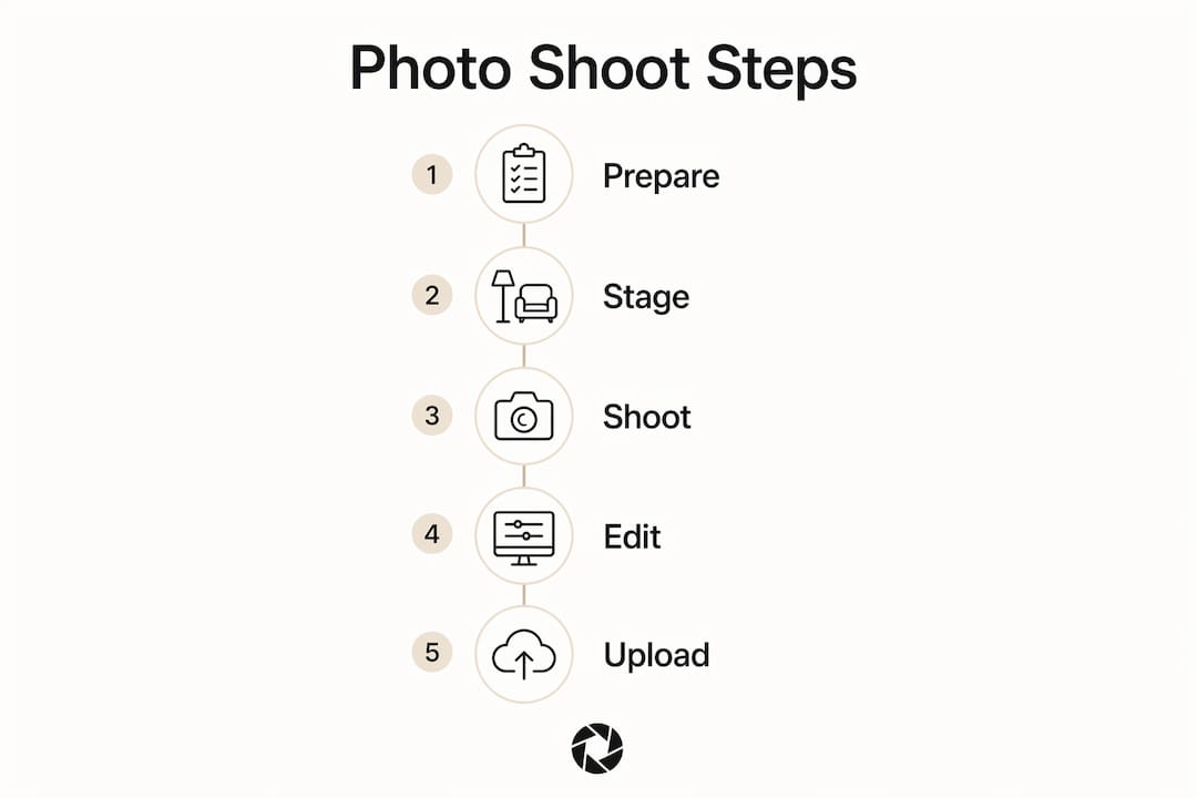 Infographic showing professional listing photo shoot steps