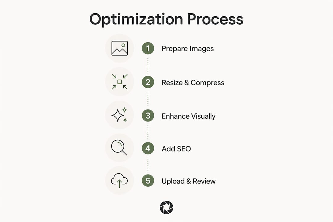 Infographic showing property listing image optimization steps