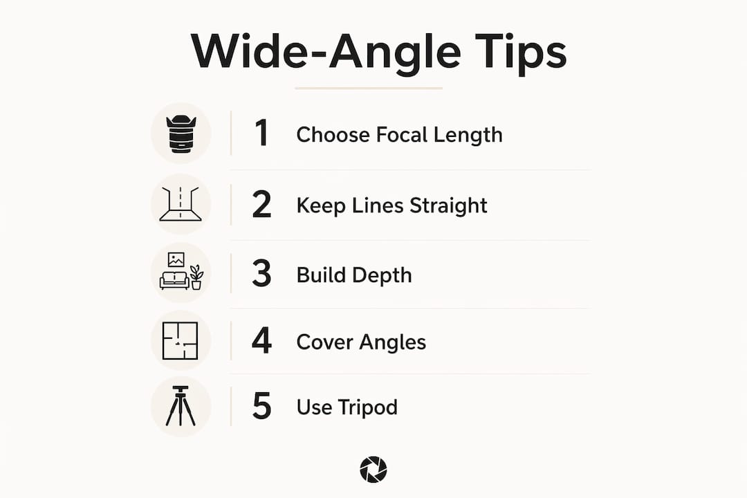 Infographic illustrating best practices for wide-angle photography