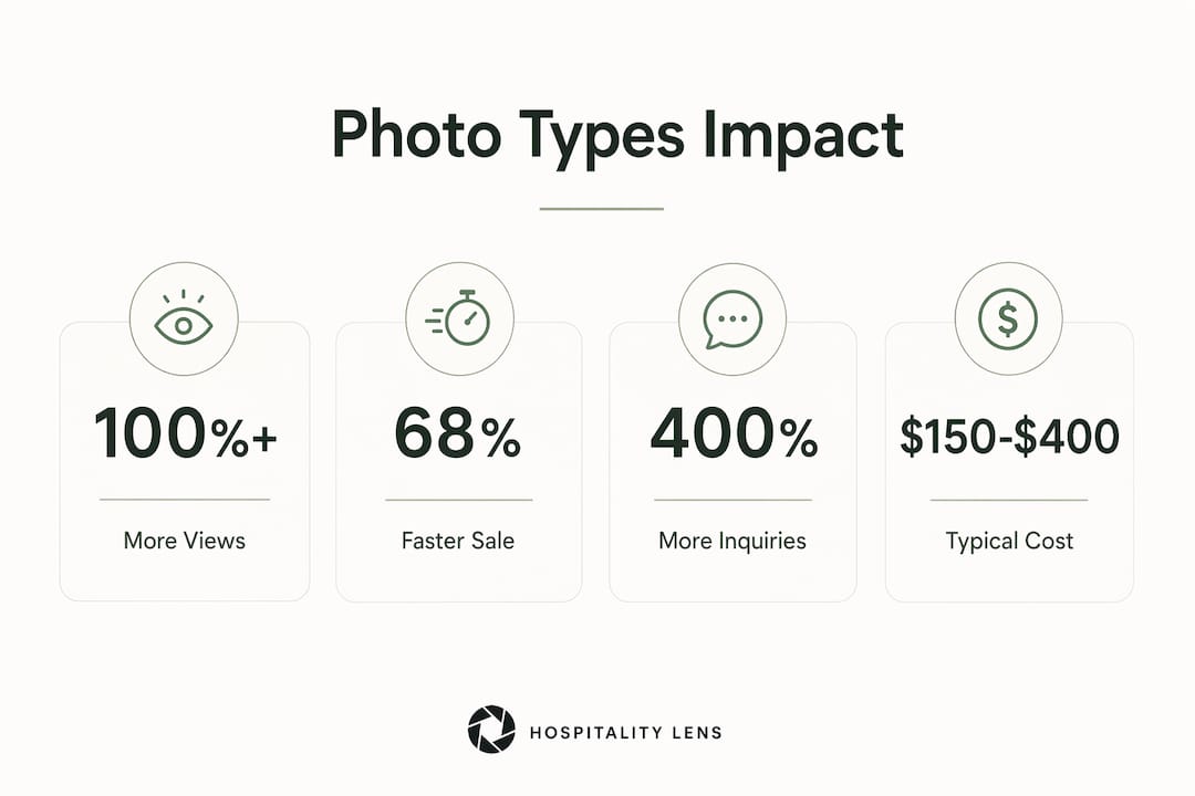 Infographic with key statistics on real estate photography types
