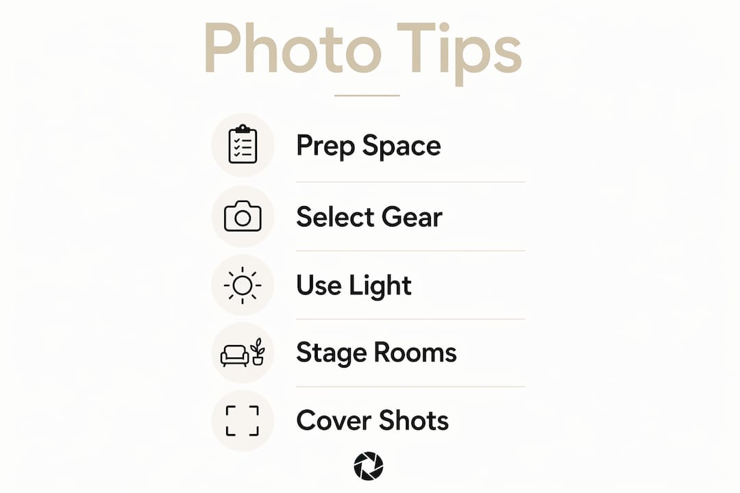 Infographic showing rental photo tips process