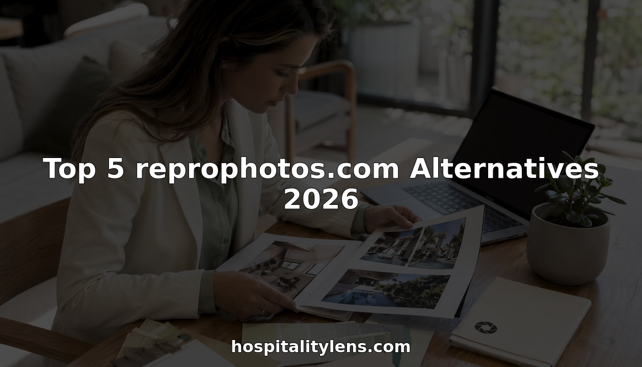 Real estate agent reviewing printed property photos