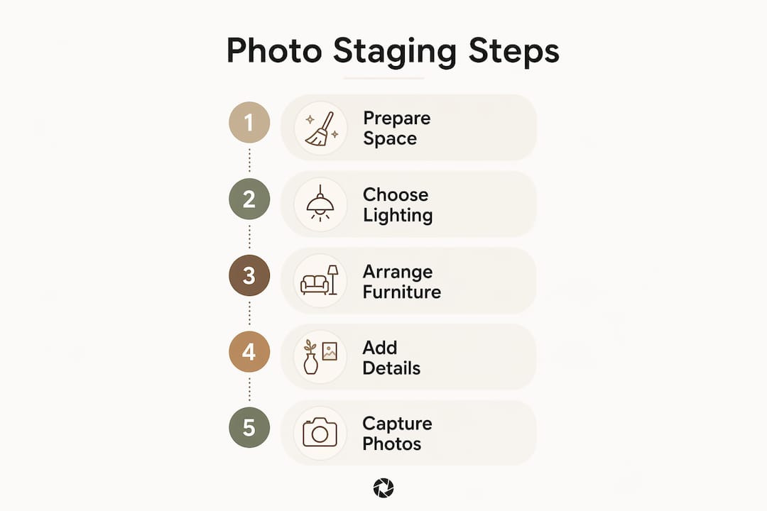 Infographic showing rental photo staging steps