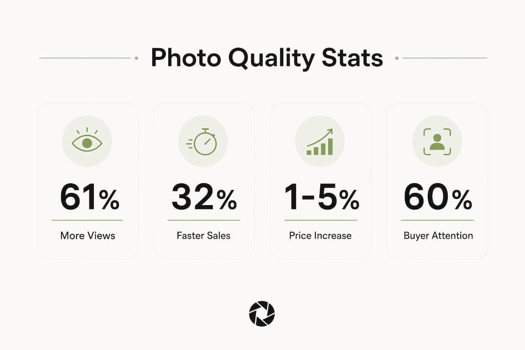 Infographic showing key statistics on photo quality impact