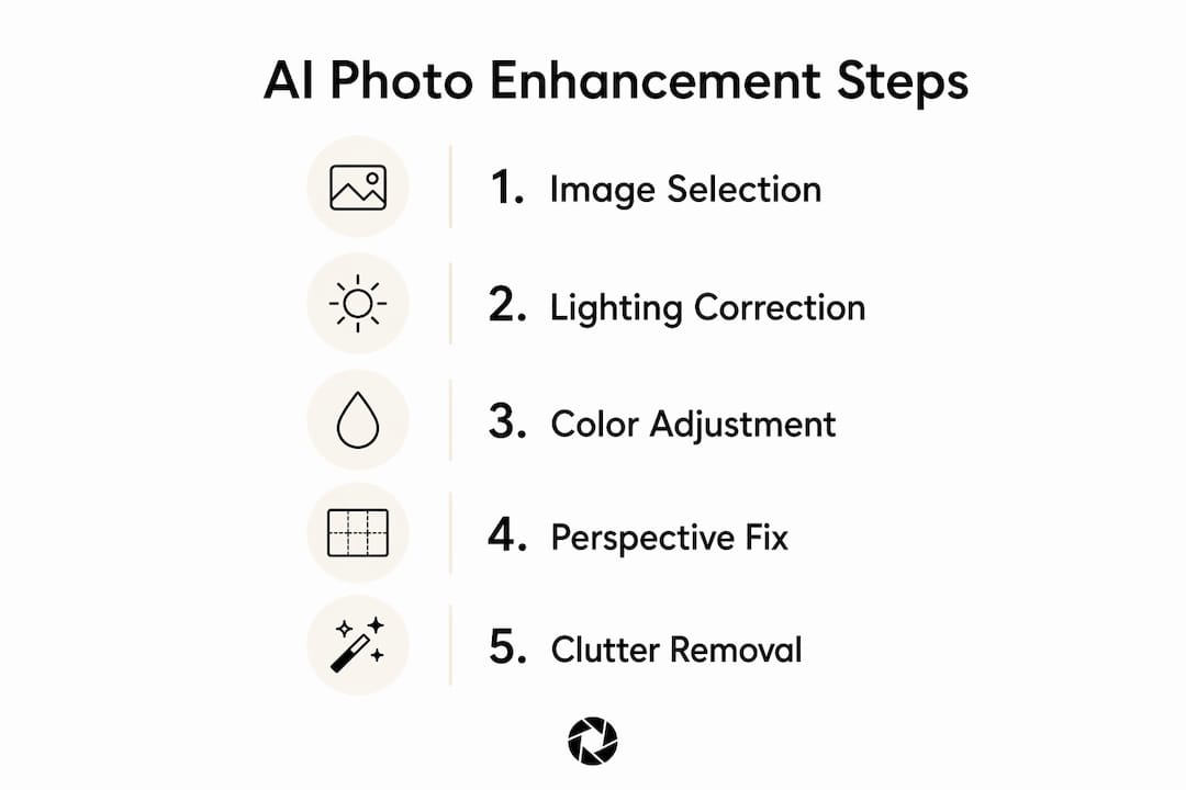 Infographic showing AI photo enhancement process steps