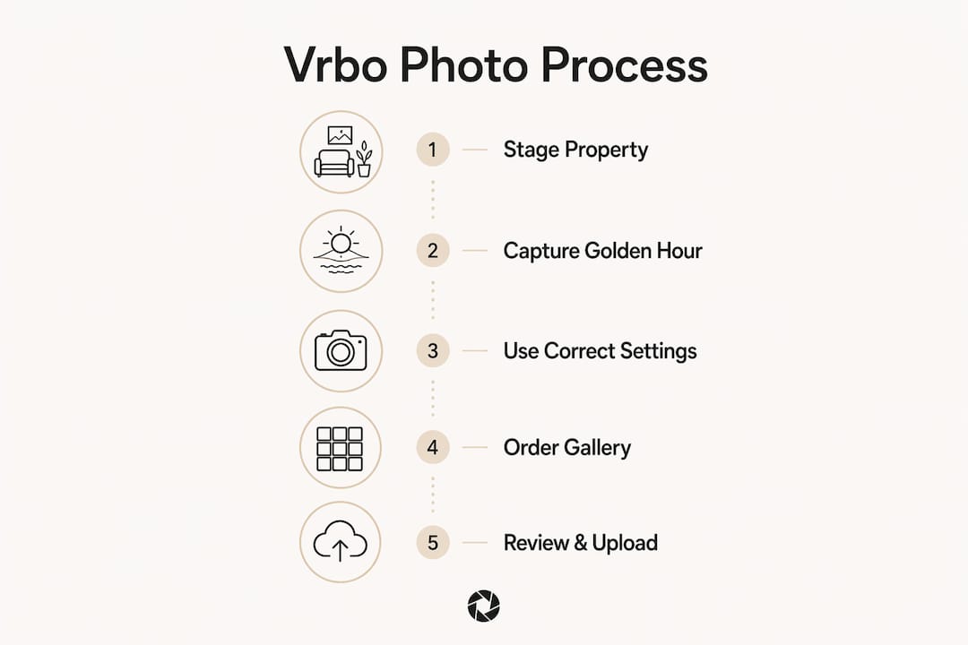 Infographic showing Vrbo photo process steps