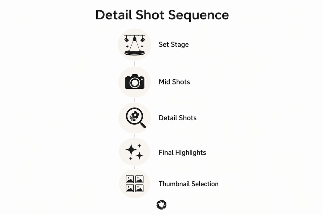 Infographic showing detail shot sequence in rental gallery