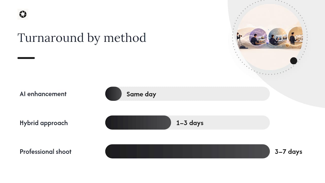 Comparison chart of photo turnaround approaches
